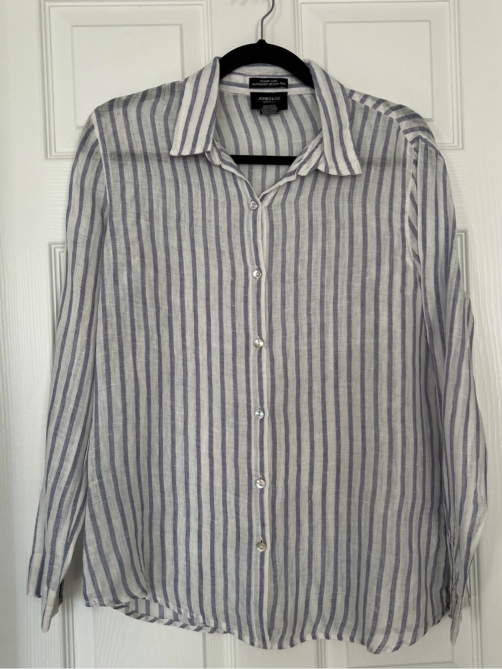 Jones & Co Blue and White Striped Button-Down Shirt